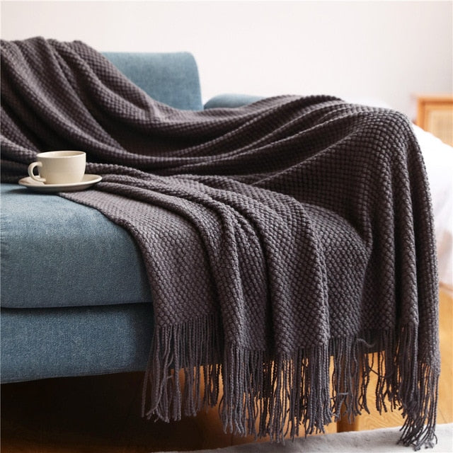Cozy Acrylic Tassel Throw Blanket 11