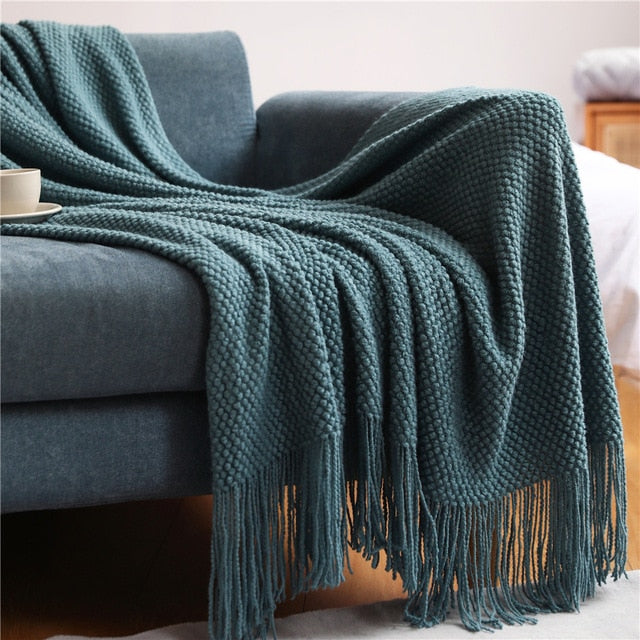 Cozy Acrylic Tassel Throw Blanket 7
