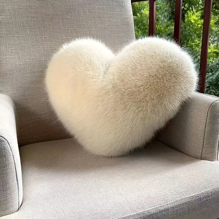 Cozy Faux Fur Heart Pillow 0