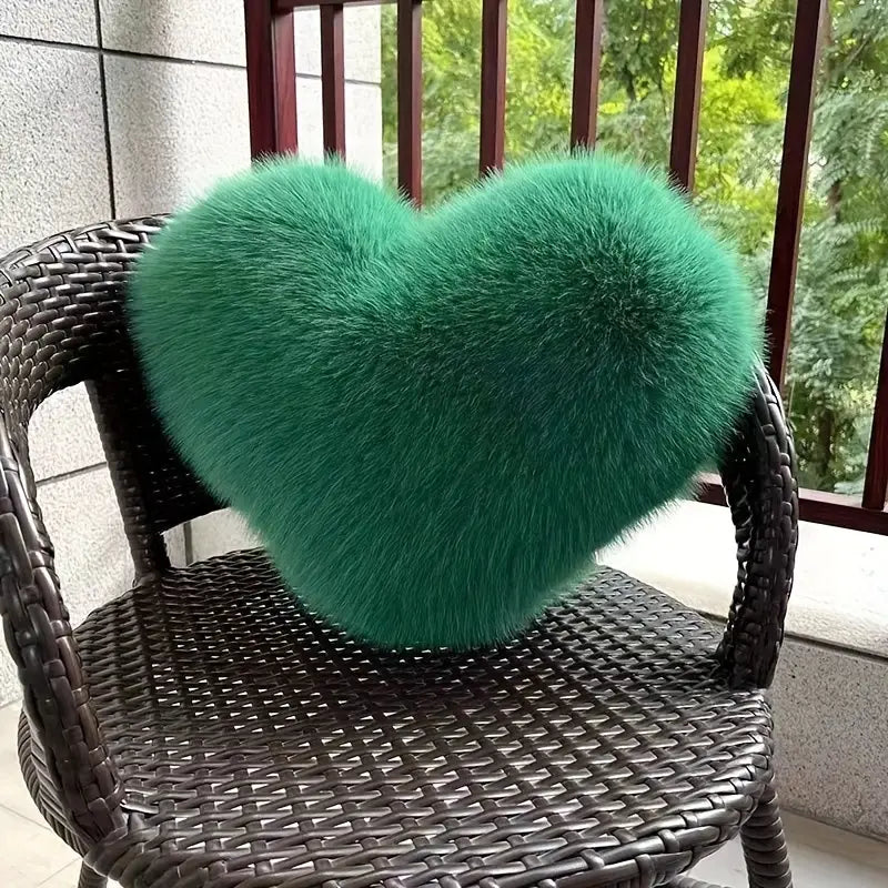 Cozy Faux Fur Heart Pillow 2