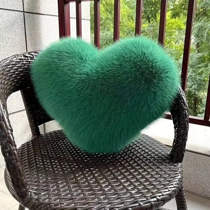 Cozy Faux Fur Heart Pillow 2