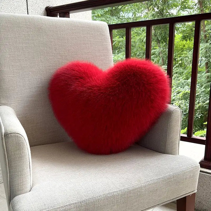 Cozy Faux Fur Heart Pillow 4