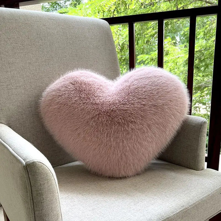 Cozy Faux Fur Heart Pillow 5