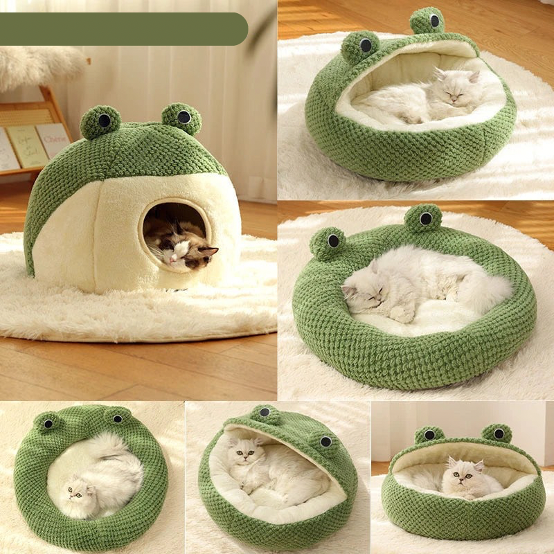 Cozy Plush Frog Pet House 1