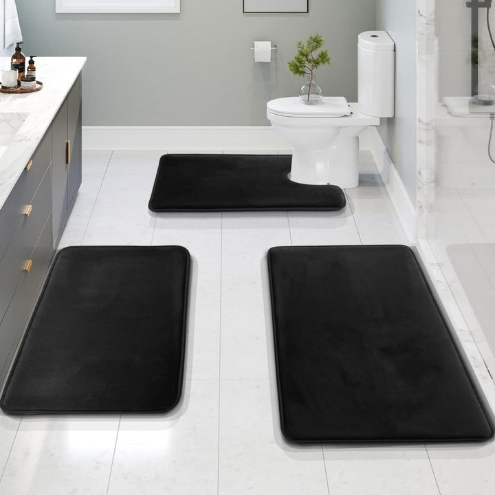 Cozy Velvet Non-Slip Bath Mats Set 2