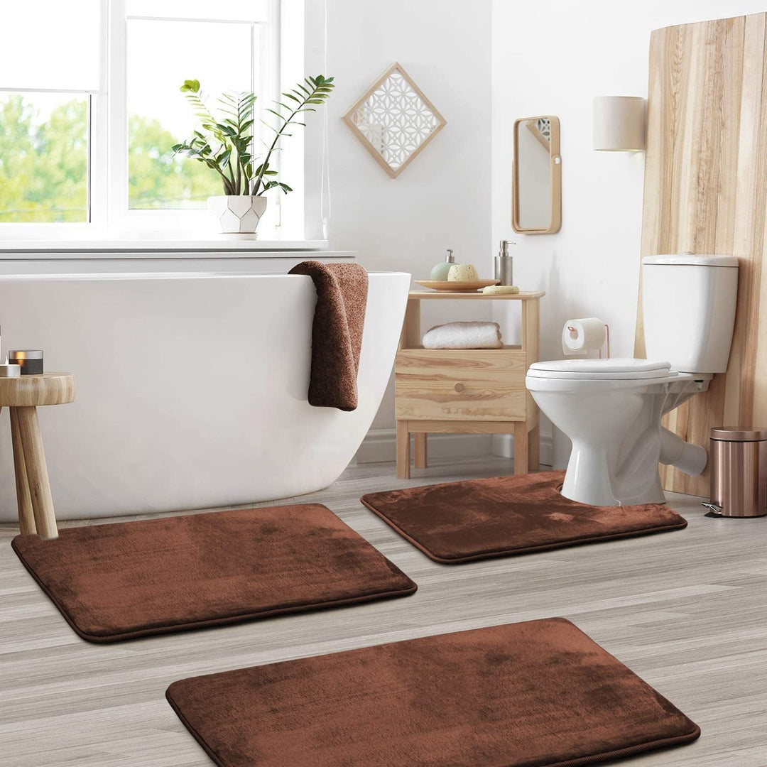Cozy Velvet Non-Slip Bath Mats Set 3