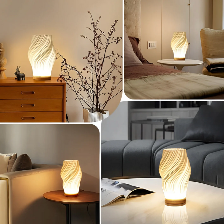 Cozy Wooden Wave Table Lamp 1