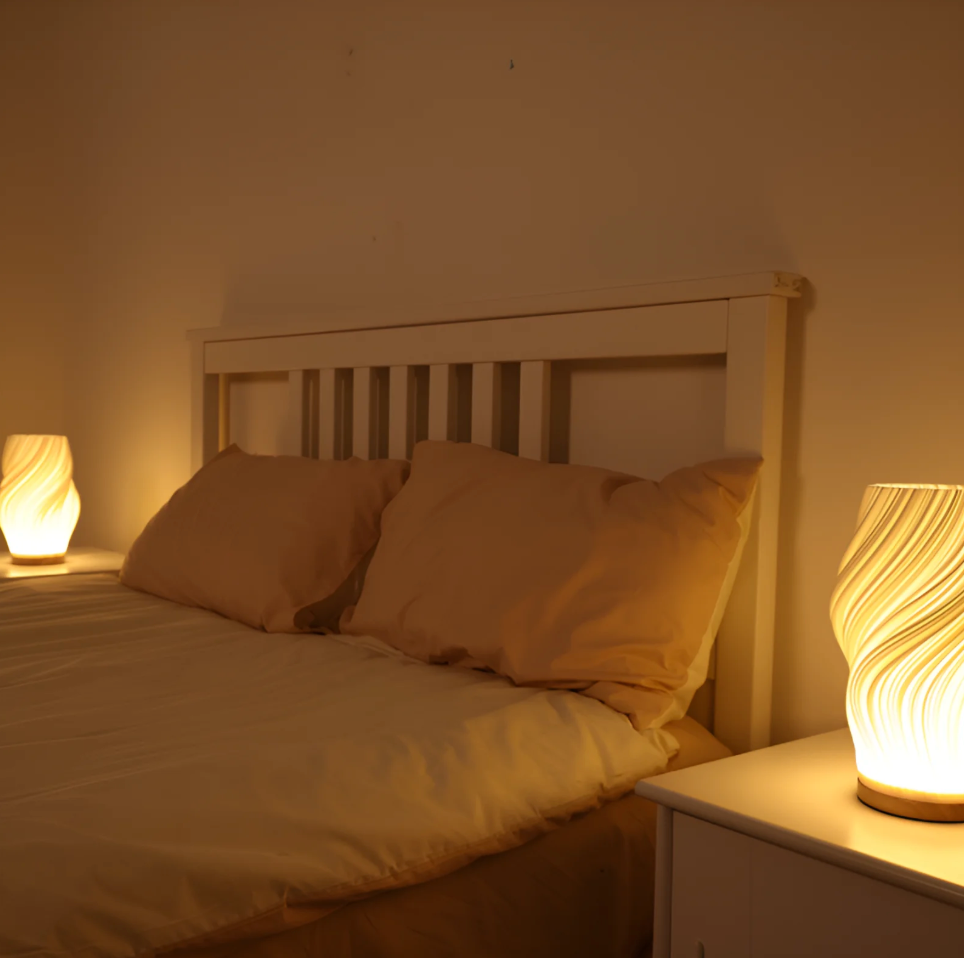 Cozy Wooden Wave Table Lamp 2