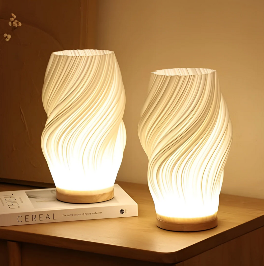 Cozy Wooden Wave Table Lamp 3