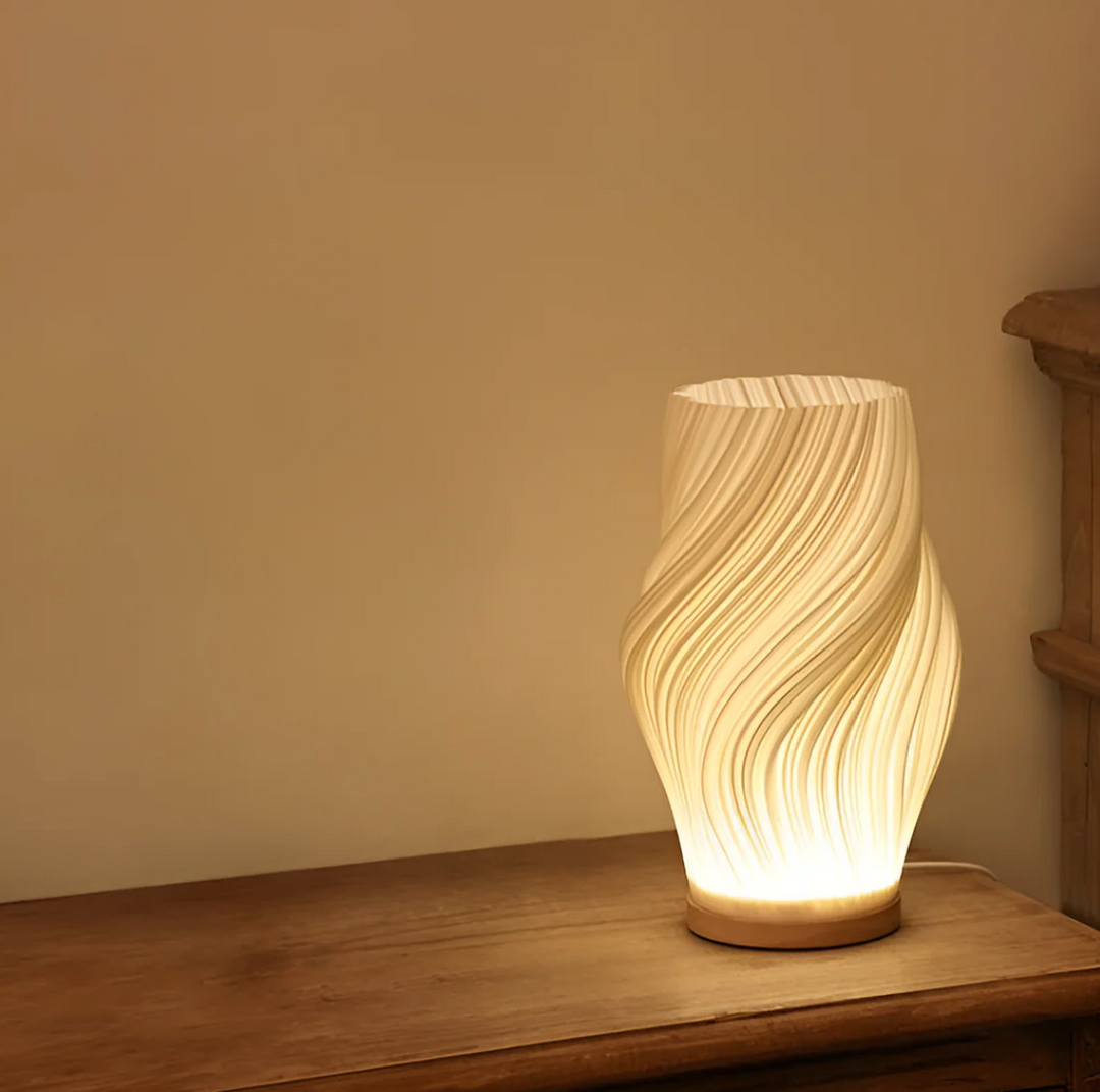 Cozy Wooden Wave Table Lamp 4