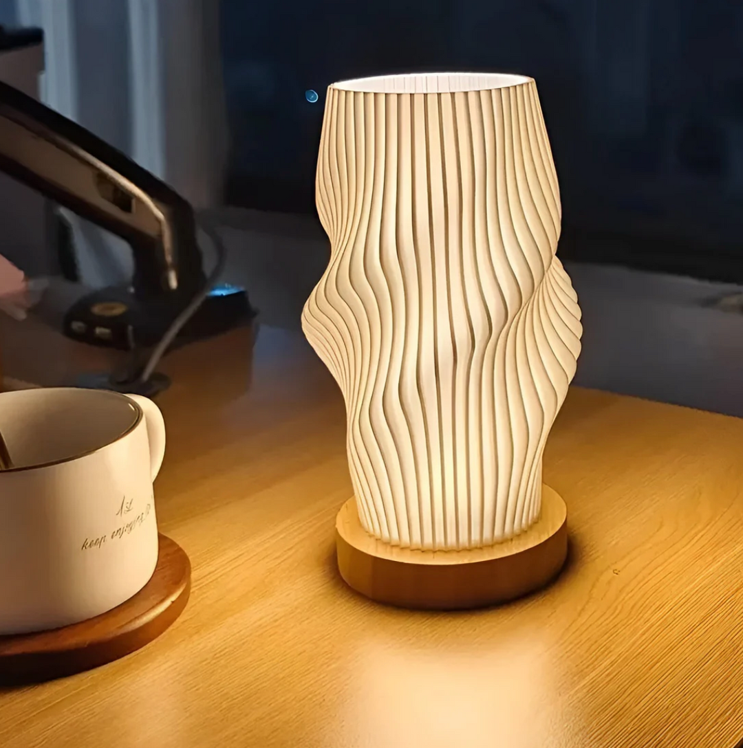 Cozy Wooden Wave Table Lamp 5
