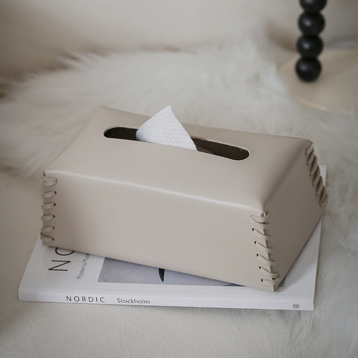 Cozy Woven Leather Tissue Box 1