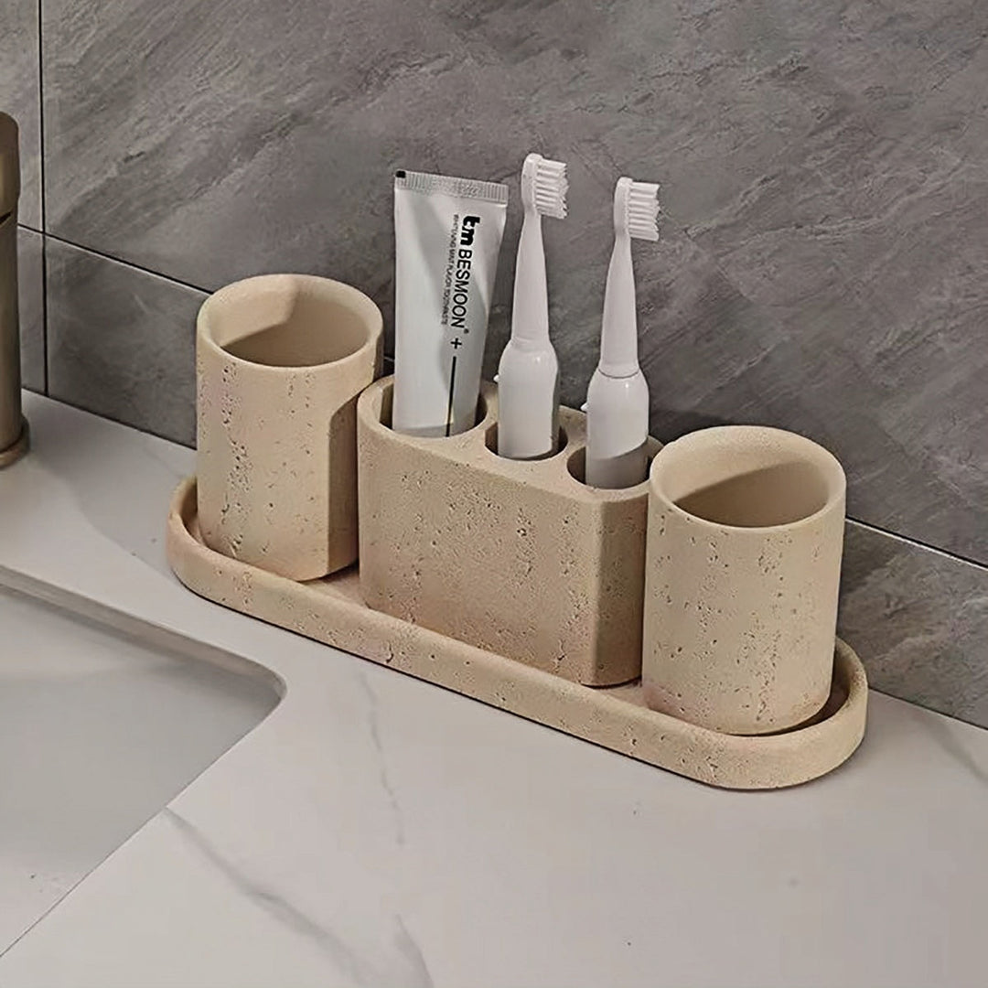 Travertine Bathroom Accessory Set soap dispenser