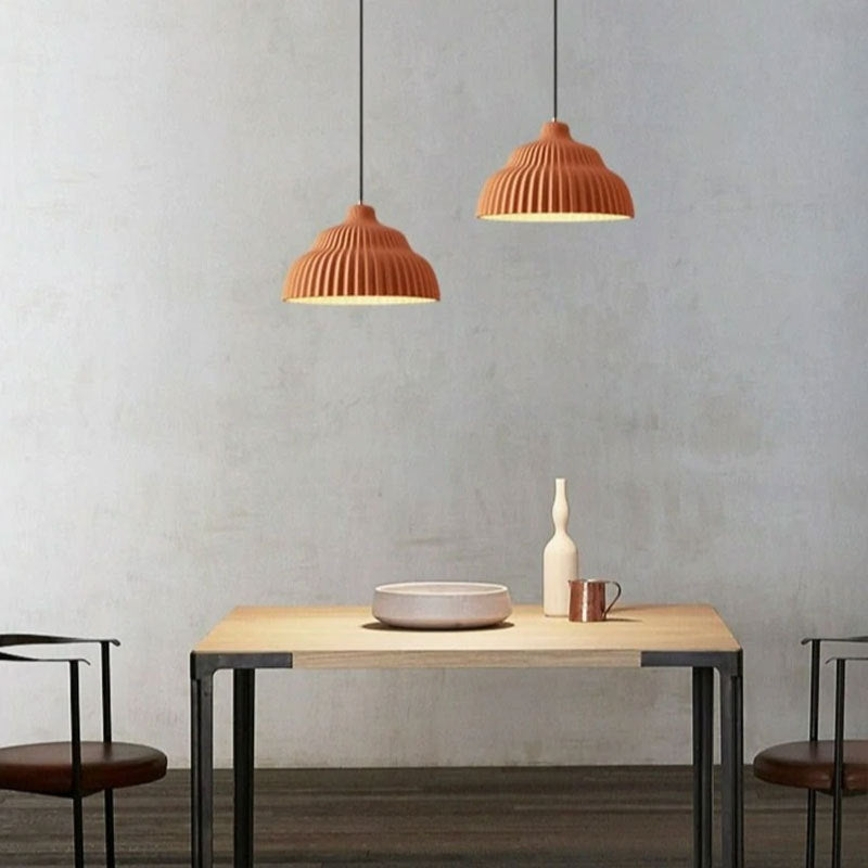 Industrial Resin Pendant Light - orange resin shade