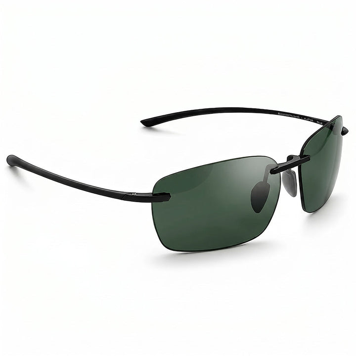 Charcoal Olive Green Rimless Featherlight Polarized Sunglasses front view