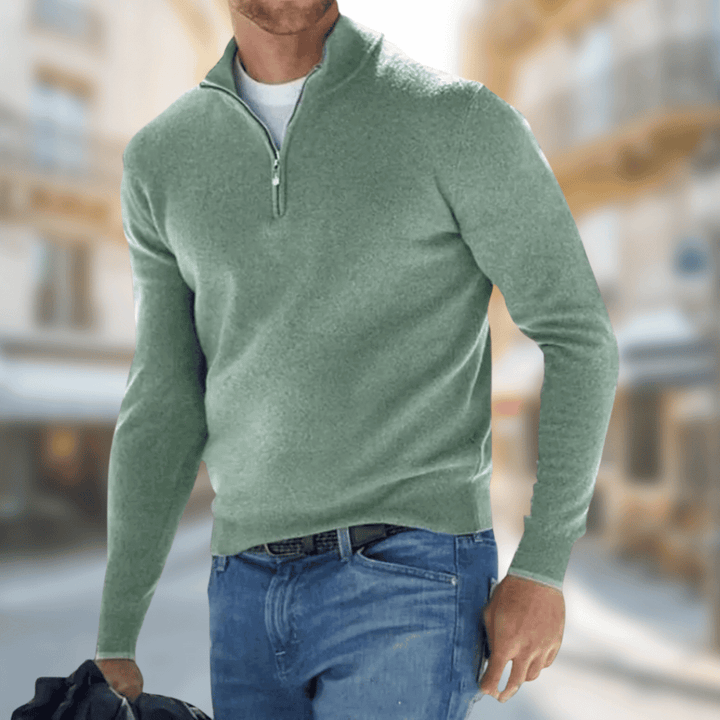 Heathered Knit Quarter-Zip Pullover
