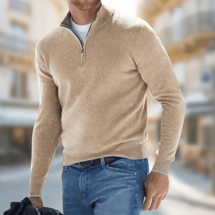 Heathered Knit Quarter-Zip Pullover