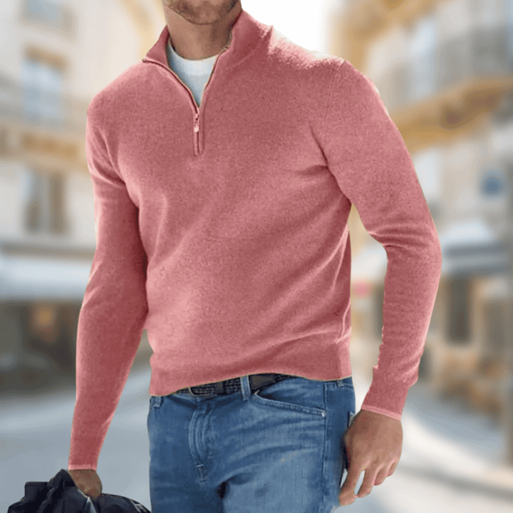 Heathered Knit Quarter-Zip Pullover