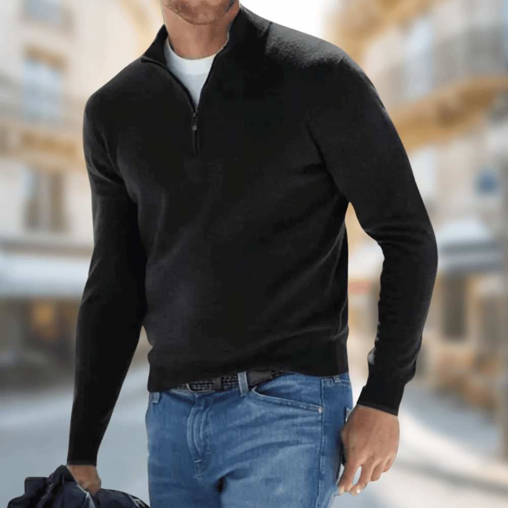 Heathered Knit Quarter-Zip Pullover
