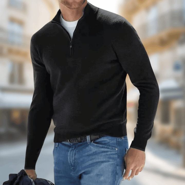 Heathered Knit Quarter-Zip Pullover