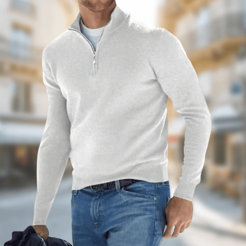 Heathered Knit Quarter-Zip Pullover