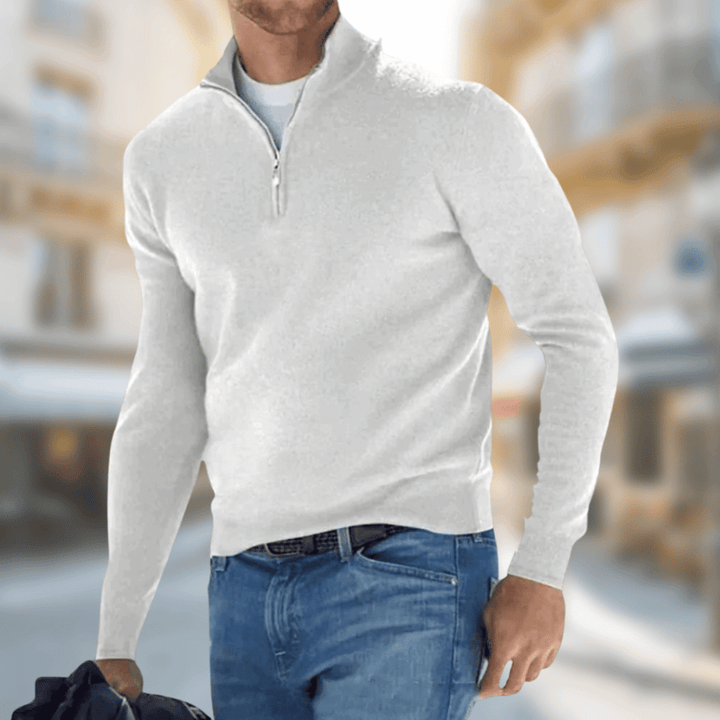 Heathered Knit Quarter-Zip Pullover
