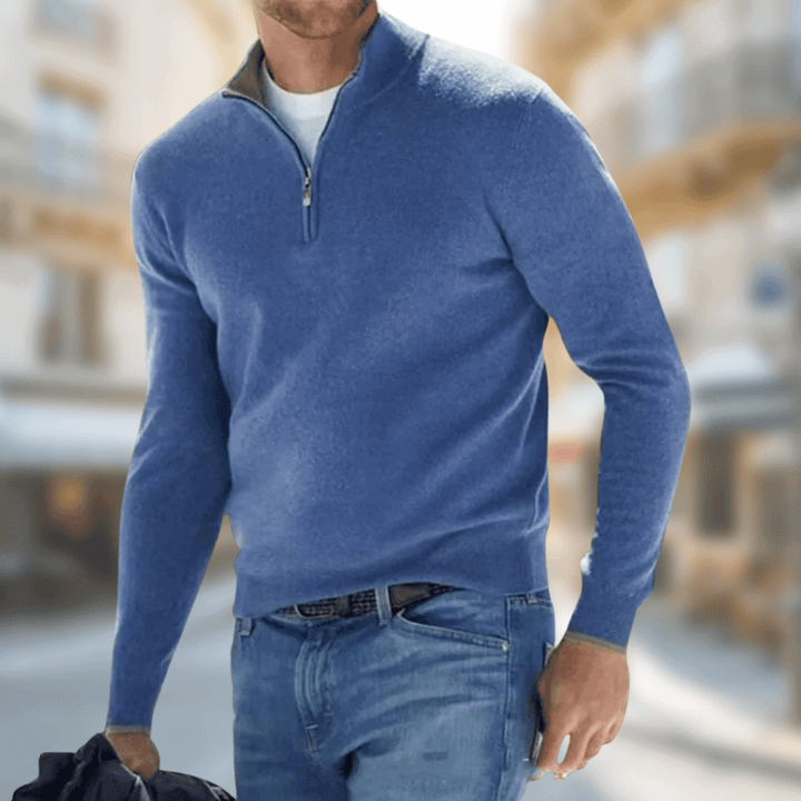 Heathered Knit Quarter-Zip Pullover