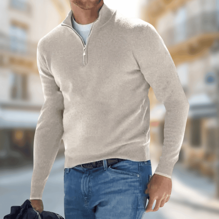 Heathered Knit Quarter-Zip Pullover