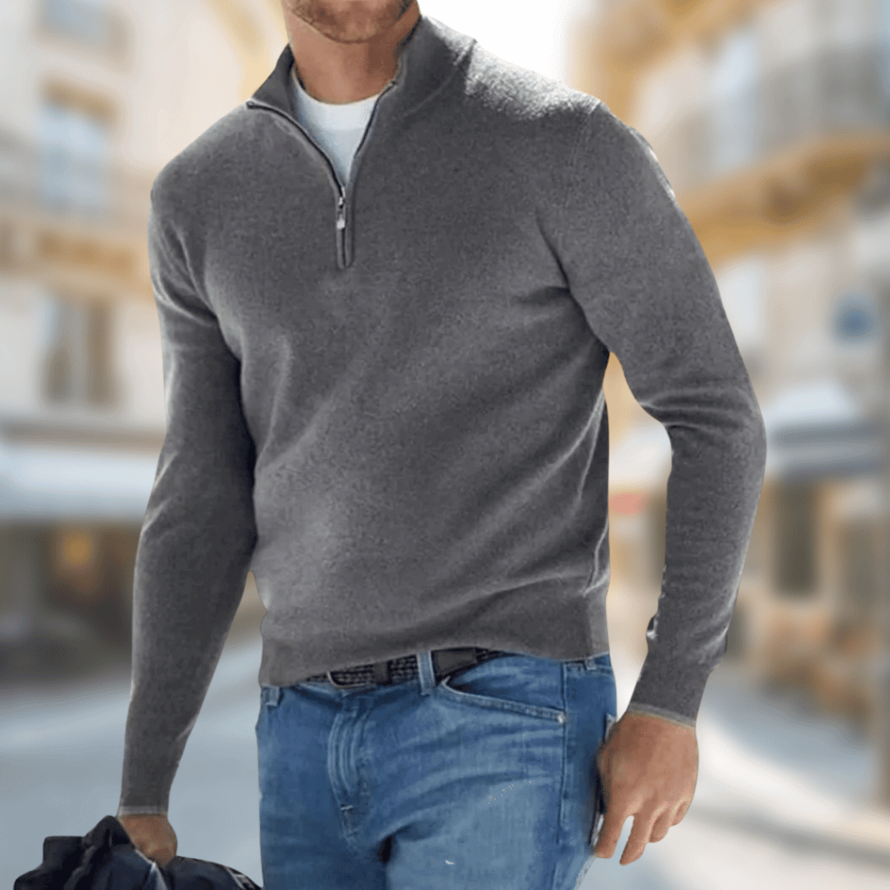 Heathered Knit Quarter-Zip Pullover