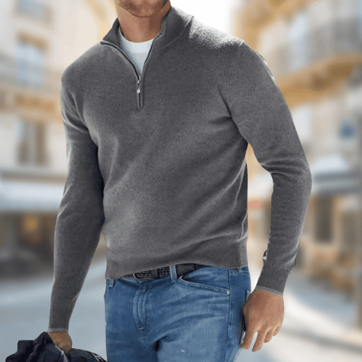 Heathered Knit Quarter-Zip Pullover