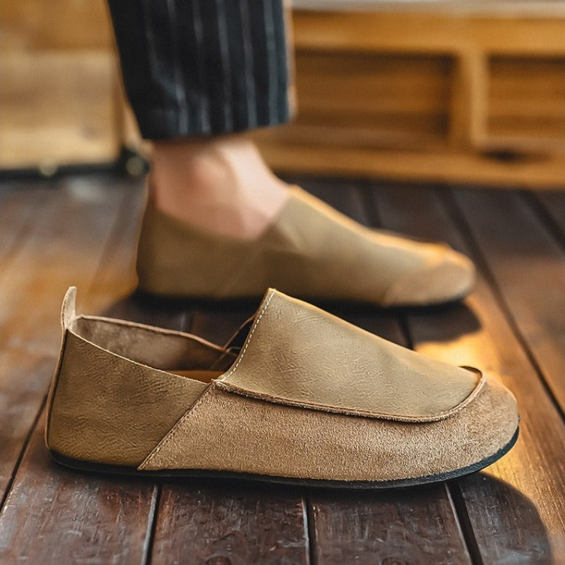 Leather moccasin loafers interior lining detail