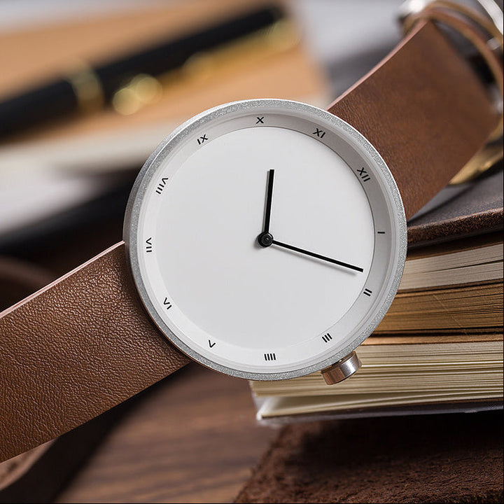 White Roman Numeral Alloy Leather Watch