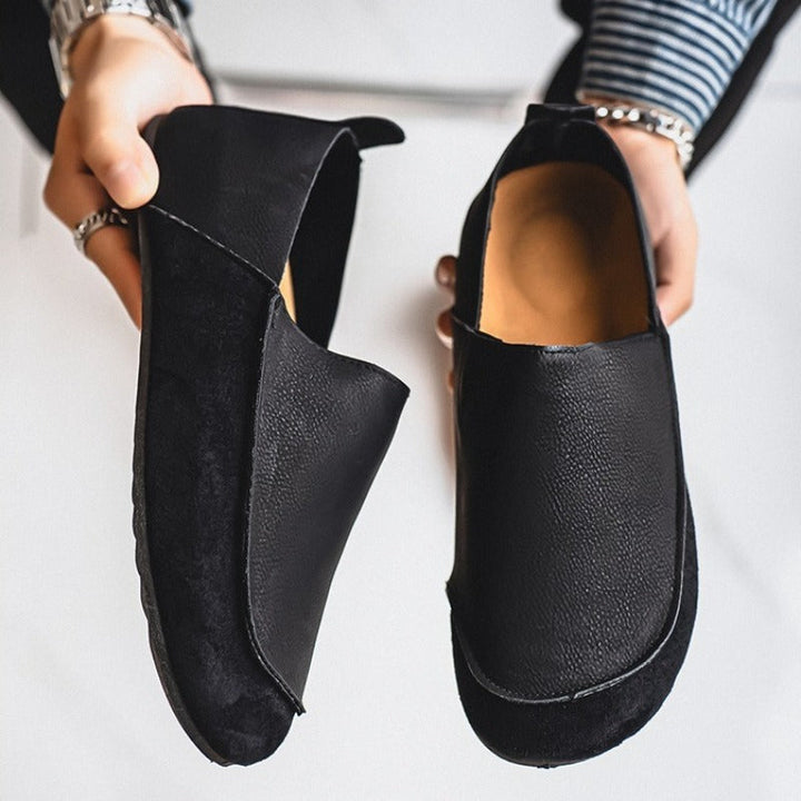 Leather Loafers with Hand-Stitched Moccasin Seam and Cushioned Sole