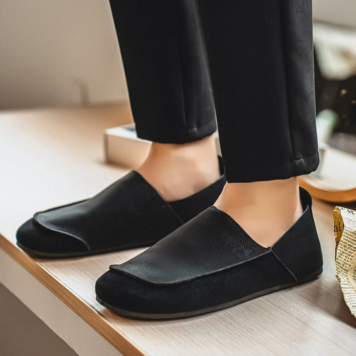 Leather Loafers with Hand-Stitched Moccasin Seam and Cushioned Sole