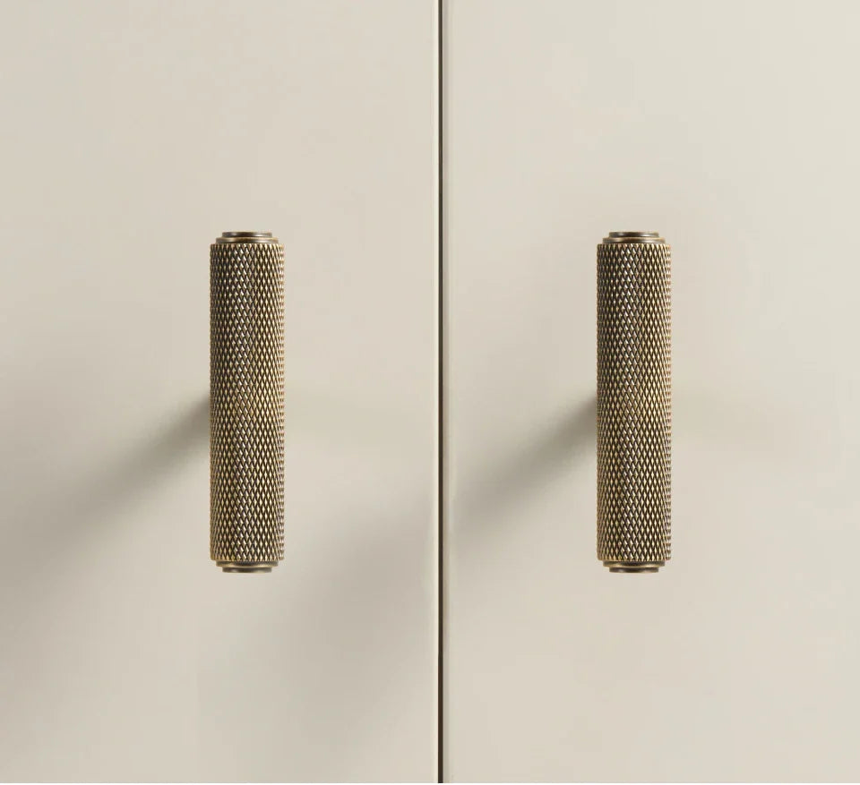 Diamond-Knurled Brass Cabinet Knob texture detail