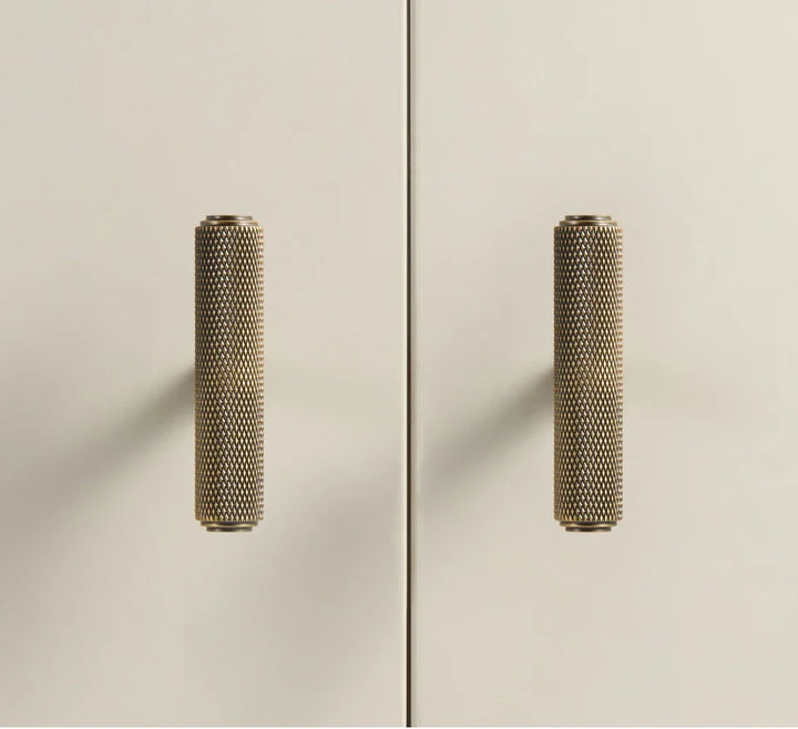 Diamond-Knurled Brass Cabinet Knob texture detail