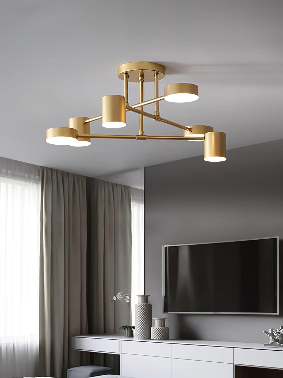 Elegant Brass Flush Mount Ceiling Light 3