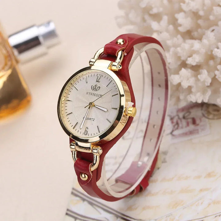 Elegant Gold Watch with Vegan Leather Strap 2