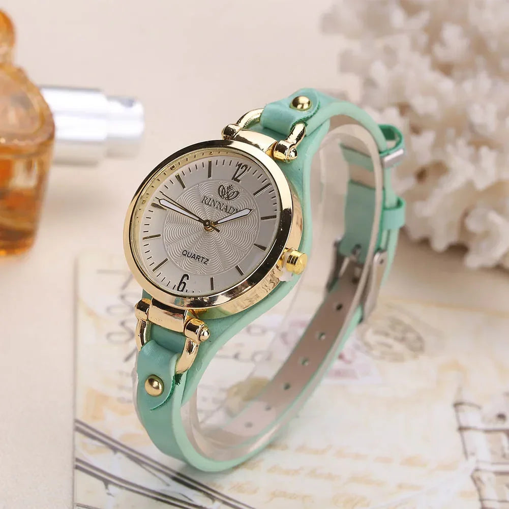 Elegant Gold Watch with Vegan Leather Strap 4
