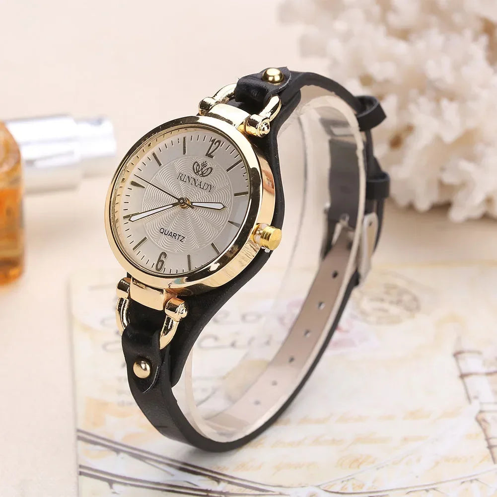 Elegant Gold Watch with Vegan Leather Strap 6