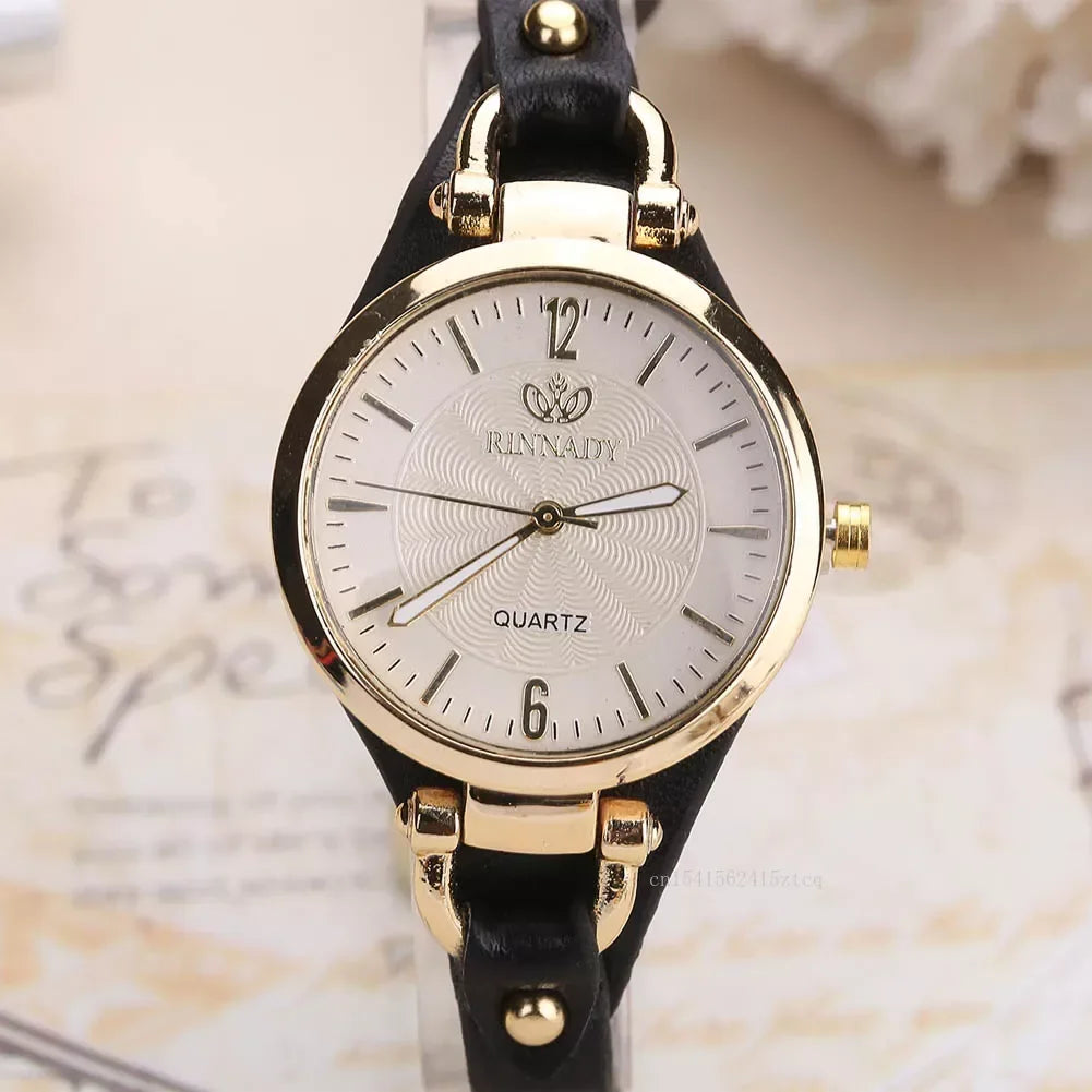 Elegant Gold Watch with Vegan Leather Strap 8
