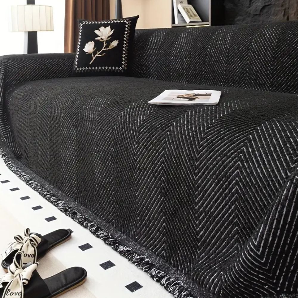Elegant Herringbone Couch Cover 0