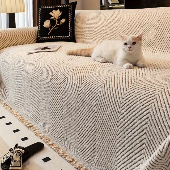 Elegant Herringbone Couch Cover 1