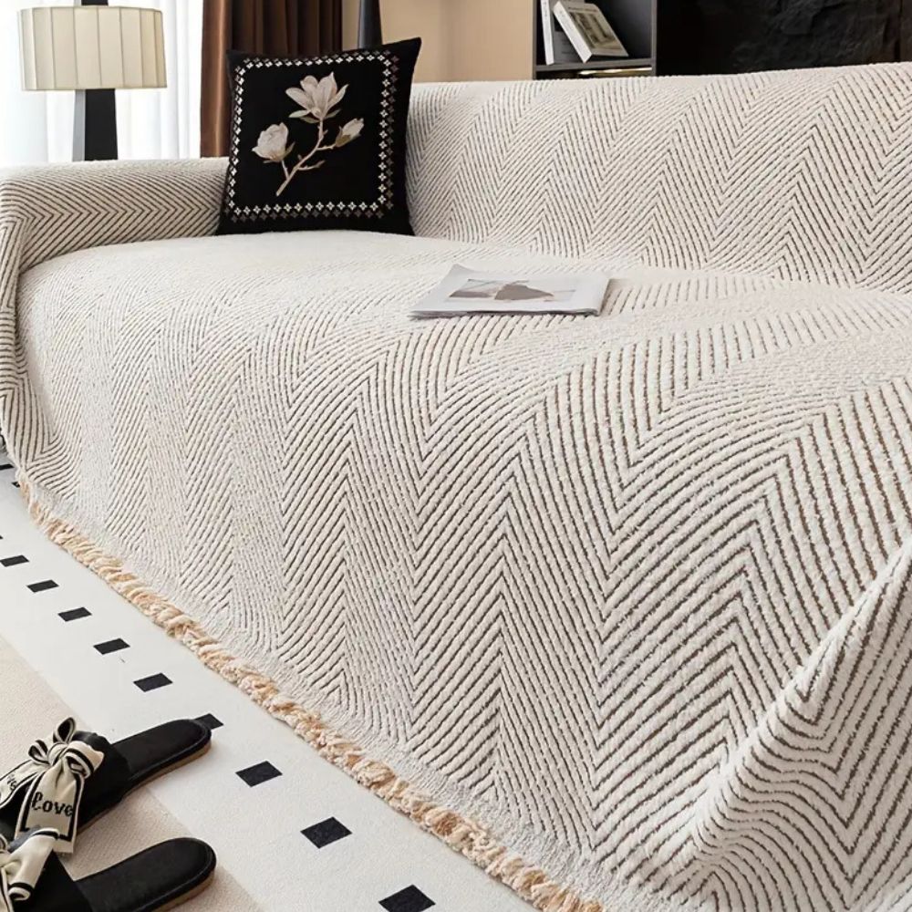 Elegant Herringbone Couch Cover 2