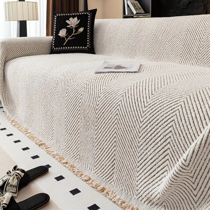 Elegant Herringbone Couch Cover 2