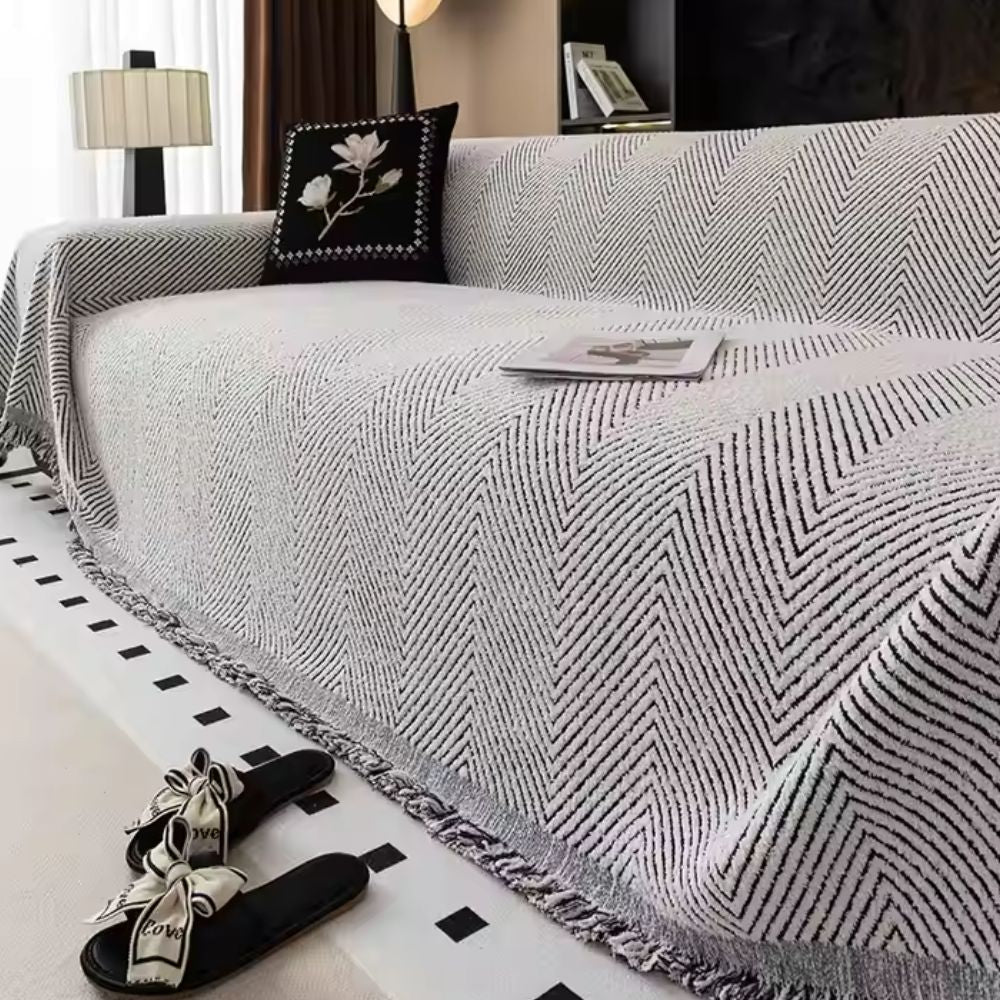 Elegant Herringbone Couch Cover 6