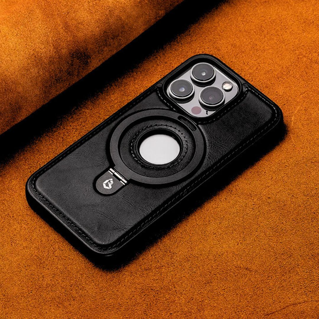 Elegant Leather iPhone Case with Magnetic Stand 0