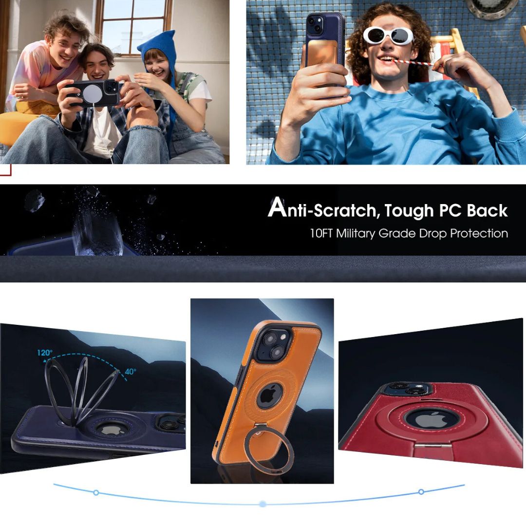 Elegant Leather iPhone Case with Magnetic Stand 7