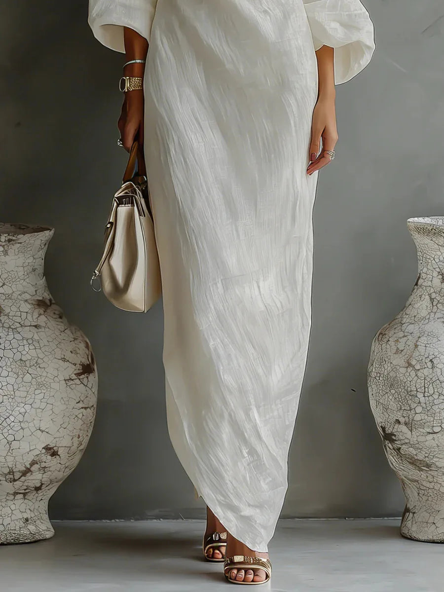 Elegant Linen One-Shoulder Summer Dress 3