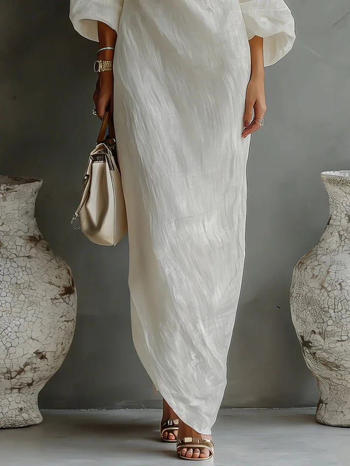 Elegant Linen One-Shoulder Summer Dress 3